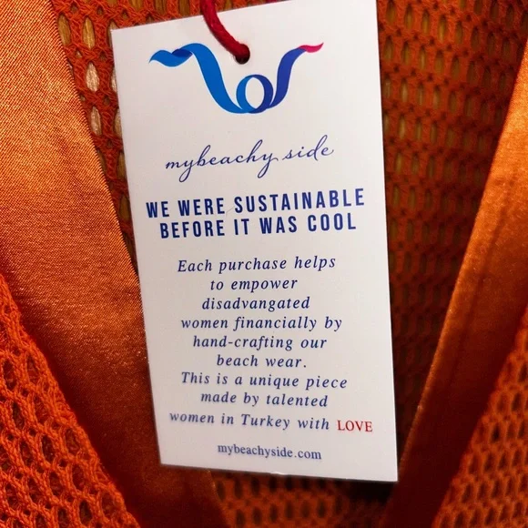 My Beachy Side Gold Flame Orange Mesh Dress Sleeveless Coverup - Picture 2 of 8